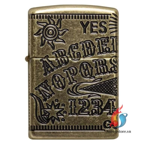Bật Lửa Zippo Armor MultiCut Ouija Board Antique Brass