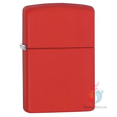 Zippo USA trơn sơn tĩnh điện đỏ - Red Matte 223