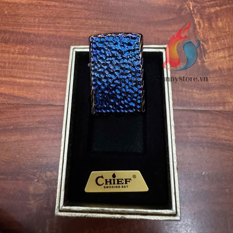 Bật Lửa Xăng Đá Chief Da Rắn Xanh CF1352L
