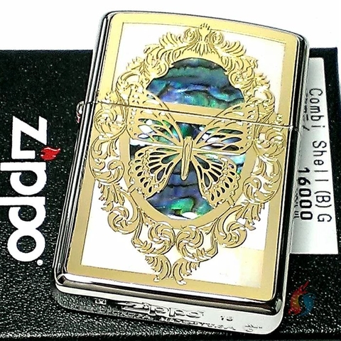 Zippo khảm trai armor hình cánh bướm