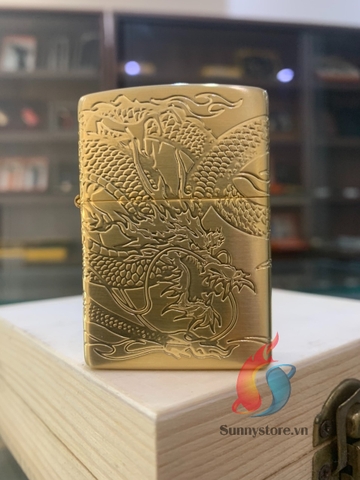 Zippo khắc 3D rồng vàng Gold Plate