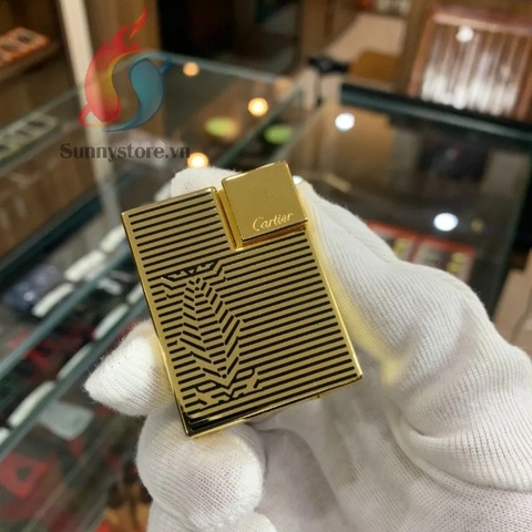 Bật lửa Cartier vuông sọc hoa văn