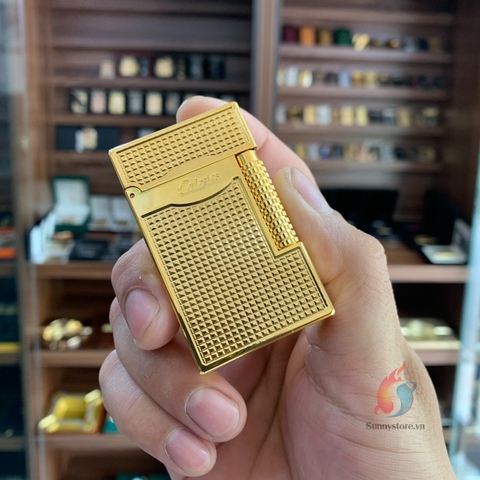 Bật lửa Calories Twin Flame Mạ Vàng Vuông Tăm