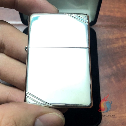 Zippo Bạc Khối Bóng Chặt Góc Tái Bản 1937