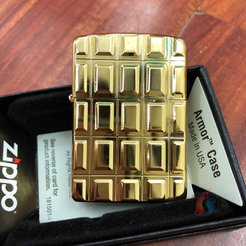 Bật Lửa Zippo Armor Mạ Vàng Họa Tiết Socola
