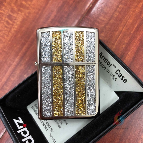 Bật Lửa Zippo Armor Họa Tiết Kim Tuyến