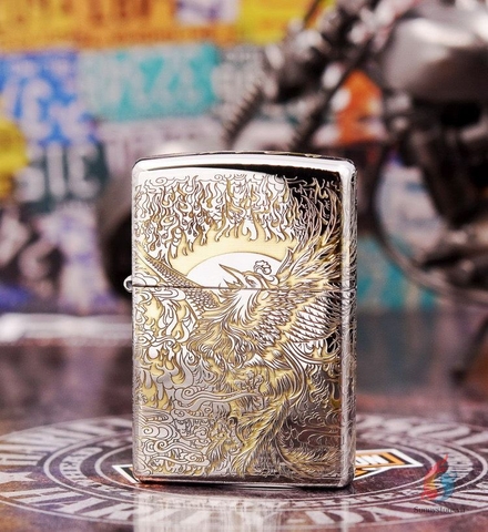 Bật Lửa Zippo Armor Phượng Hoàng Lửa Chrome 2 Màu