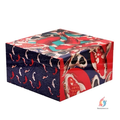 Hộp bảo quản Cigar Lafuli phủ sơn mài hình cá chép