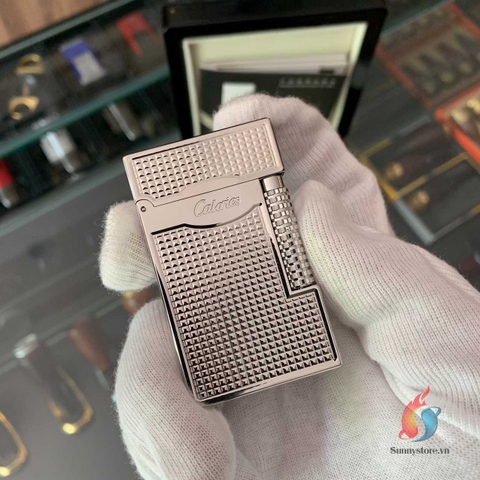Bật lửa Calories Twin Flame Mạ Bạc Vuông Tăm