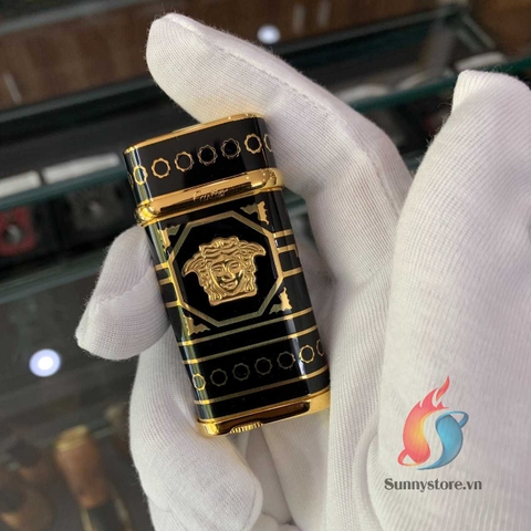 Cartier x Versace Lighter - Sơn mài đen mạ viền vàng