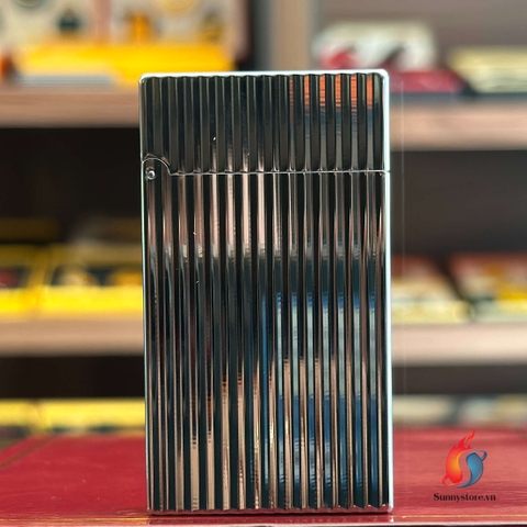 Bật Lửa Dupont Xăng Đá Vân Sọc Mạ Bạc