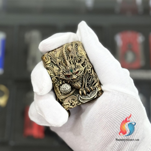 Bật lửa Zippo áo đồng Tỳ Hưu