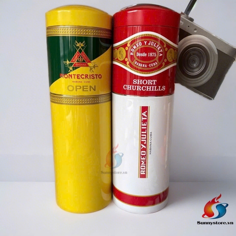 Ống thép đựng cigar logo hãng th.uốc Sức chứa điếu to 15-20₫