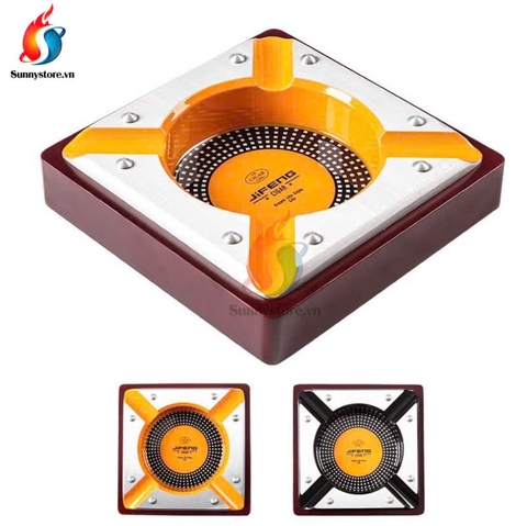 Gạt tàn 4 điếu gỗ mặt kim loại Jifeng