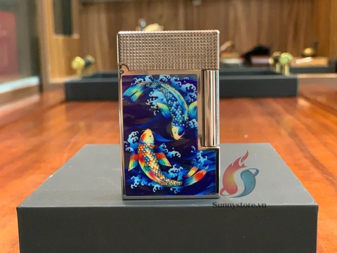Bật lửa S.T. Dupont Line 2 Cá Chép Phong Thủy (Lửa Tai Thỏ ) - Viền Bạc