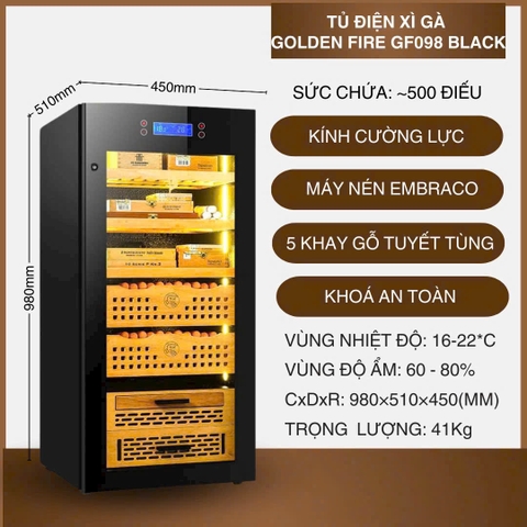 Tủ điện xì gà Golden Fire GF098 Black