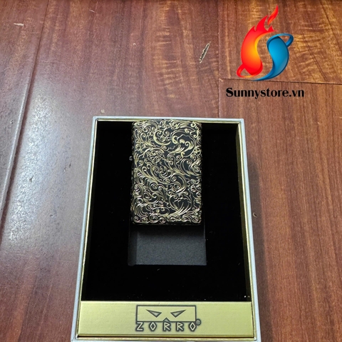 Bật Lửa Xăng Đá Zorro Họa Tiết Hoàng Kim