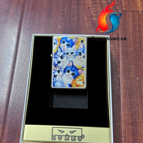 Bật lửa xăng đá Zorro mèo dễ thương