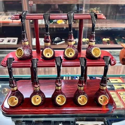 Tẩu Bắt Tóp Gỗ Thạch Nam - Cán Sừng Nối Trúc ( 42-58)