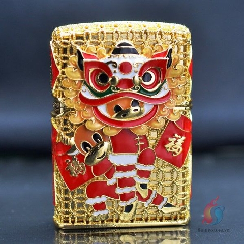 Zippo Emblem Chủ Đề Múa Lân Phản Quang