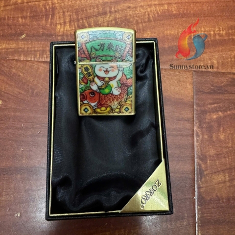 Bật Lửa Xăng Đá ZORRO Mèo Thần Tài Zk53-8