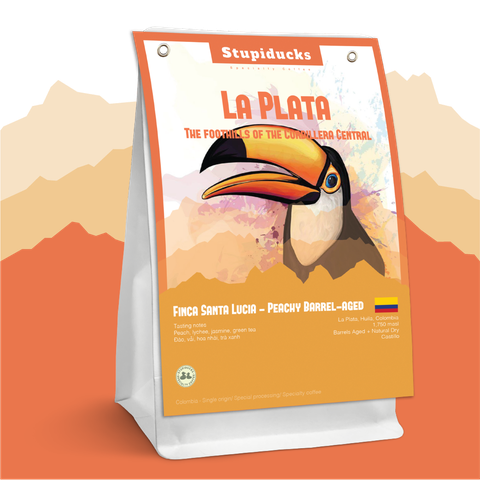 Arabica Colombia Finca Santa Lucia Barrel-aged Peachy - Cà phê hạt rang Stupiducks Specialty Coffee
