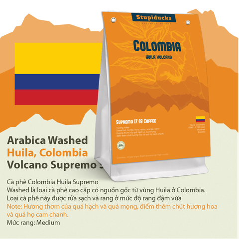 Arabica Castillo Colombia Huila Volcano Supremo Sc 17/18 Washed - Stupiducks Specialty Coffee