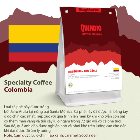 Arabica Specialty Colombia Jairo Arcila Quindio Wine & Lulo - Stupiducks Specialty Coffee