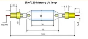 Bóng đèn sấy UV 1kw 120mm