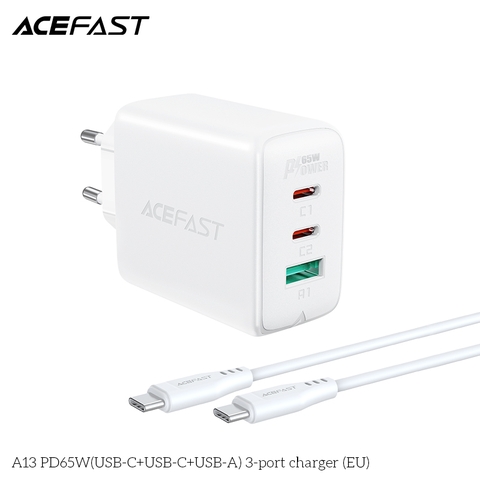 Sạc ACEFAST PD3.0 65W 3 cổng USB-C+USB-C+USB-A (EU) - A13