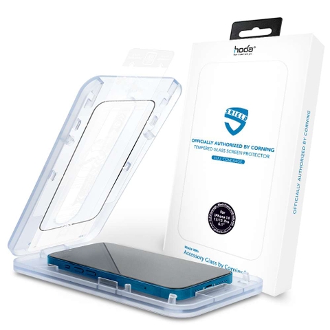 Miếng dán cường lực kèm khung trợ dán HODA chống trầy AGbC by Corning cho iPhone 14 series