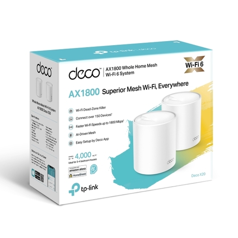 Bộ Phát WiFi Mesh TP-Link Deco X20 (1-pack, 2-pack, 3-pack) Chuẩn WiFi 6 AX 1800Mbps
