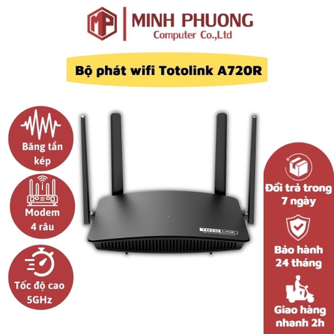 Bộ Phát Wifi TOTOLINK A720R Router Dual Band AC1200