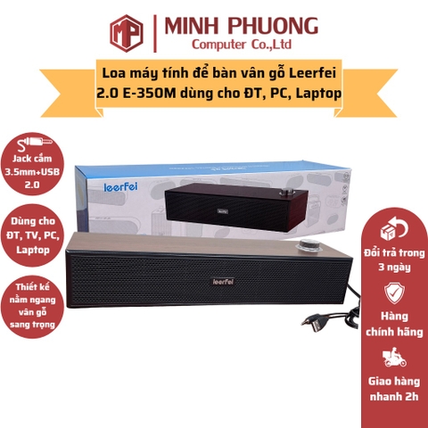 Loa Máy Tính Leerfei 2.0 E-350M Để Bàn Vân Gỗ Dùng Cho ĐT, TV, Laptop