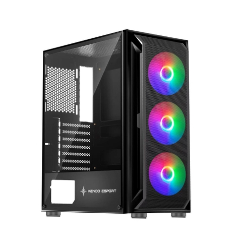 Vỏ Case Máy Tính Kenoo Esport AF302 – 3F | ATX | 3 Fan Rainbow | Kính Cường Lực | Thoáng Mát