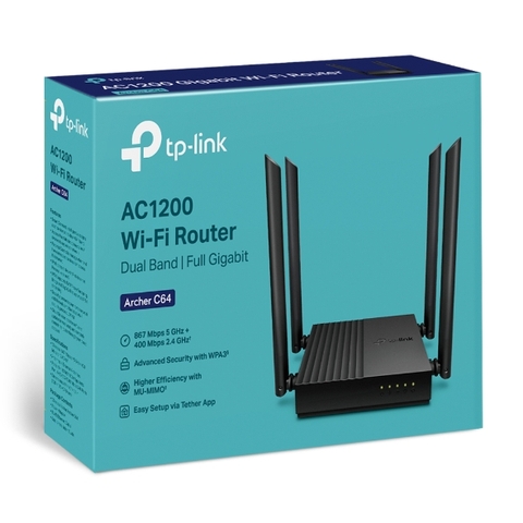 Bộ Phát Router Wi-Fi TP-Link Archer C64 Băng Tần Kép Chuẩn AC1200 Router WiFi Gigabit MU-MIMO