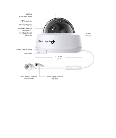 Camera IP Dome hồng ngoại 3.0 Megapixel TP-Link VIGI C230I (2.8mm)