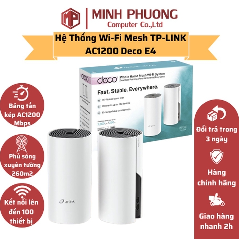 Wi-Fi Mesh TP-Link Deco E4 Cho Toàn Ngôi Nhà AC1200