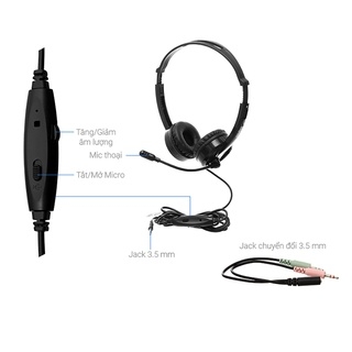 Tai Nghe Có Dây Chụp Tai Rapoo H100 (Black) - Thiết Kế Tối Ưu Cho Cảm Giác Êm Tai