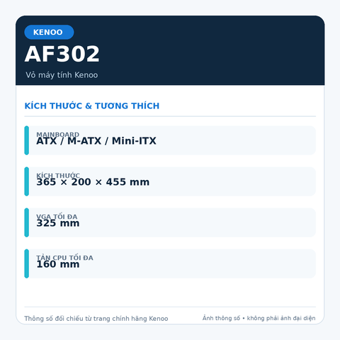 Vỏ Case Kenoo Esport AF302 | ATX / M-ATX | Kính Cường Lực | VGA 325mm