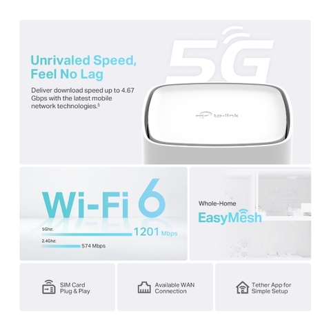 Bộ Phát Router 5G WiFi 6 TP-Link Archer NX200 AX1800 – Cắm SIM Là Có Mạng Siêu Tốc