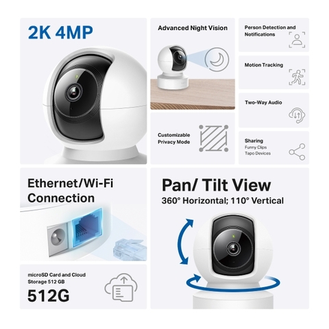 Camera WiFi TP-Link Tapo C212 C222 Phân Giải Full HD 1080P 3MP / 4MP / 2K QHD Giám Sát An Ninh