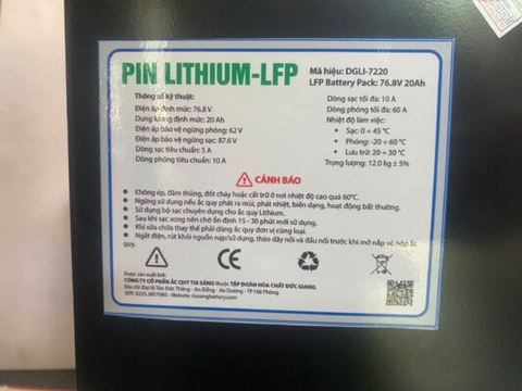 PIN LITHIUM-LFP ĐỨC GIANG 72V - 20AH DGLI-7220