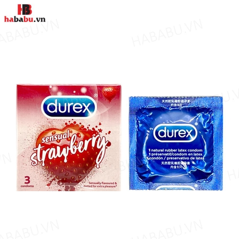 Bao cao su Durex Sensual Strawberry hộp 3 chiếc chính hãng