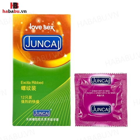 Bao cao su Juncai Excita Ribble hộp 12 chiếc tăng khoái cảm chính hãng