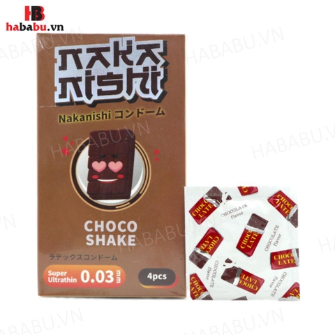 Bao cao su siêu mỏng Nakanishi 0.03 Chocolate hộp 4 chiếc chính hãng