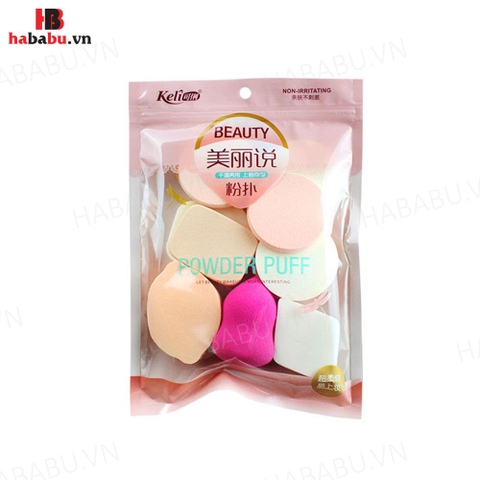 Bông mút trang điểm Keli Powder Puff set 13 miếng chính hãng