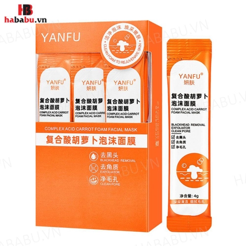 Mặt nạ sủi bọt thải độc cà rốt Yanfu hộp 12 gói chính hãng