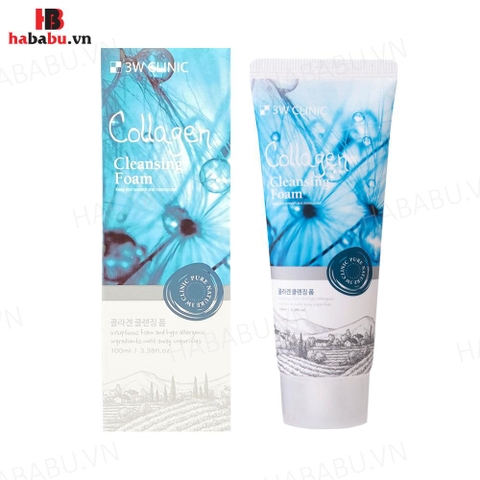 Sữa rửa mặt 3W Clinic Collagen Cleansing Foam 100ml chính hãng