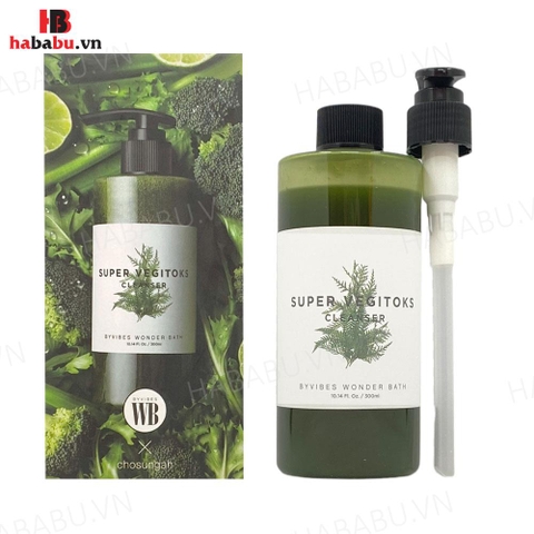 Sữa rửa mặt Wonder Bath Super Vegitoks Cleanser 300ml xanh chính hãng